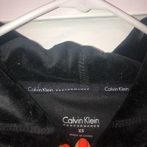 Calvin Klein cropped black velour hoodie